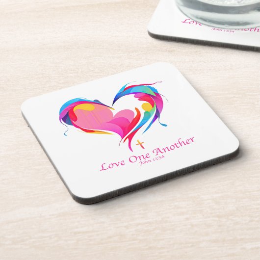 Liebe eine andere Bibel Verse John 1334 Getränkeuntersetzer (Linke Seite)