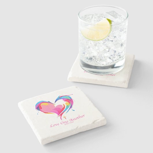 Liebe eine andere Bibel Verse John 1334 Steinuntersetzer (Seitenansicht)