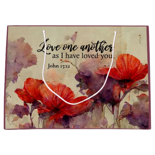 Liebe Eine andere Bibel Verse Rote Lila Blüte Große Geschenktüte (Vorderseite)