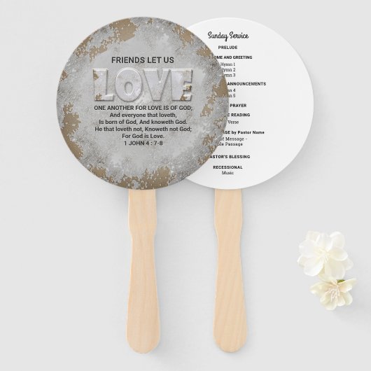 Liebe Eine andere Schrift Verse 1 John 4:7-8 Fächer (Vorne und Hinten)