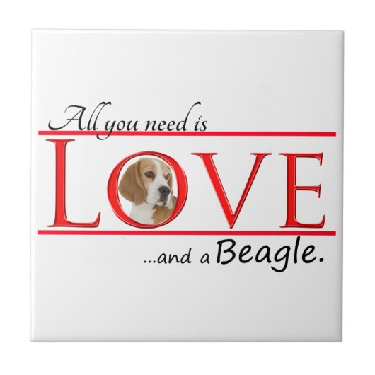 Liebe eine Beagle-Keramik-Fliese Fliese (Vorderseite)