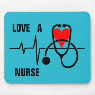 Liebe eine Krankenschwester Herz Stethoskop Design Mousepad