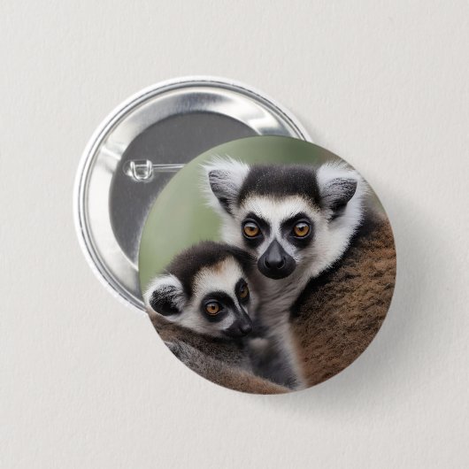 **"Liebe einer Mutter: Mama und Baby Lemur Cuddlin Button (Vorne & Hinten)