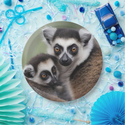 **"Liebe einer Mutter: Mama und Baby Lemur Cuddlin Pappteller (Party)