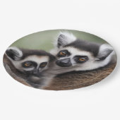 **"Liebe einer Mutter: Mama und Baby Lemur Cuddlin Pappteller (Schrägansicht)