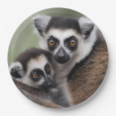 **"Liebe einer Mutter: Mama und Baby Lemur Cuddlin Pappteller (Vorderseite)