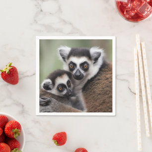 **"Liebe einer Mutter: Mama und Baby Lemur Cuddlin Serviette