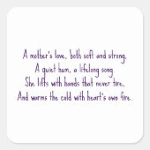 Liebe einer Mutter Quadratischer Aufkleber (Vorderseite)