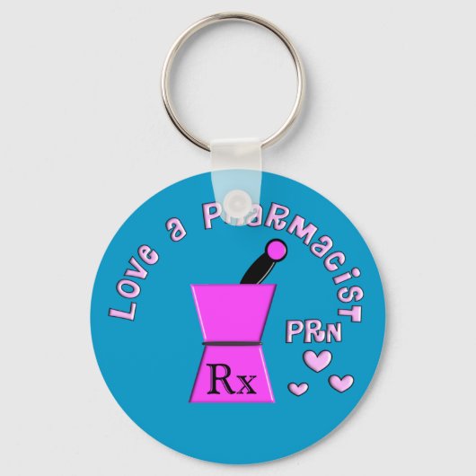 Liebe eines Apothekers PRN Pestle und Mortar Desig Schlüsselanhänger (Vorderseite)