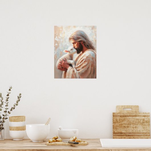 Liebe eines Hirten, Christliche Kunst, Jesus Rette Poster (Küche)