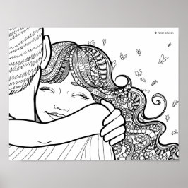 Liebe eines Tochter - Line Art Portrait Poster