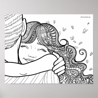 Liebe eines Tochter - Line Art Portrait Poster