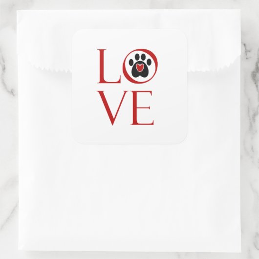 Liebe einfügen quadratischer aufkleber (Tasche)