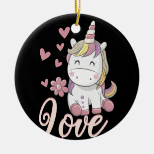 Liebe Einhorn Shirt zum Valentinstag Keramik Ornament