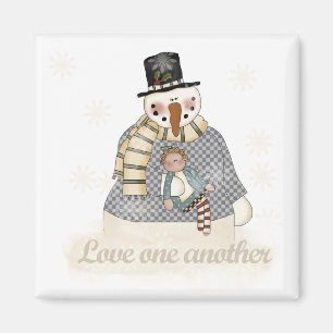 Liebe Eins Snowman T - Shirt und Geschenke Magnet