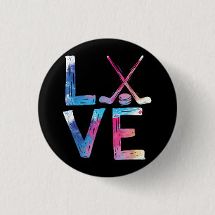Liebe Eishockey Hockey Girls Geschenke Womens Ice  Button