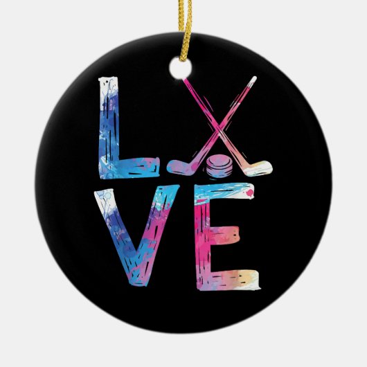 Liebe Eishockey Hockey Girls Geschenke Womens Ice Keramik Ornament (Vorne)