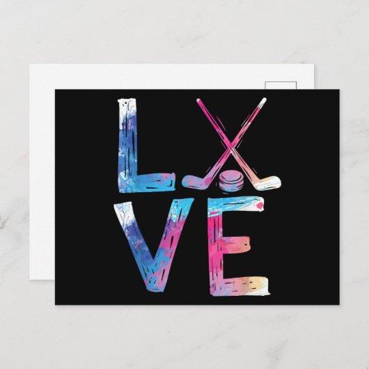 Liebe Eishockey Hockey Girls Geschenke Womens Ice Postkarte (Vorne/Hinten)