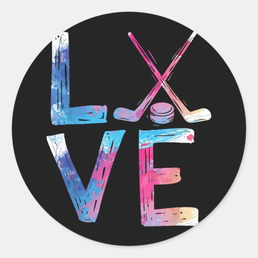 Liebe Eishockey Hockey Girls Geschenke Womens Ice  Runder Aufkleber (Vorderseite)