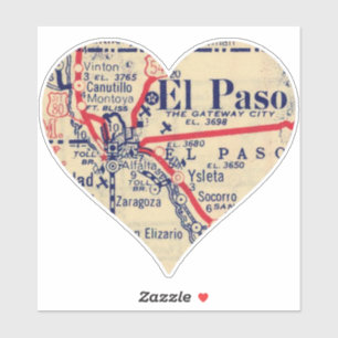 Liebe El Paso TX Vintage Karte Aufkleber