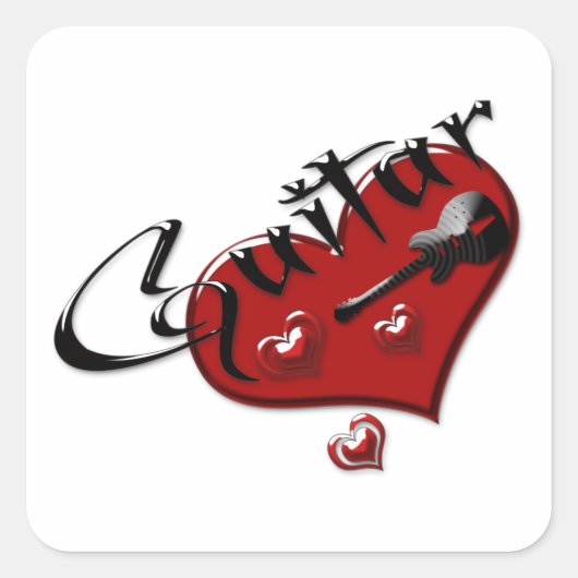 Liebe Electric Guitar Heart Quadratischer Aufkleber (Vorderseite)