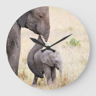 Liebe Elefant Baby Foto Große Wanduhr