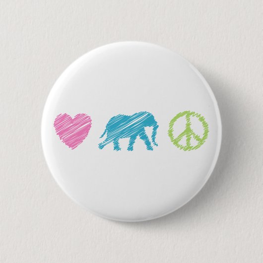 Liebe, Elefant und Frieden Button (Vorderseite)