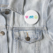 Liebe, Elefant und Frieden Button (Beispiel)