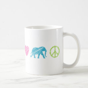 Liebe, Elefant und Frieden Kaffeetasse