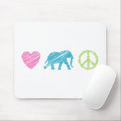 Liebe, Elefant und Frieden Mousepad (Mit Mouse)