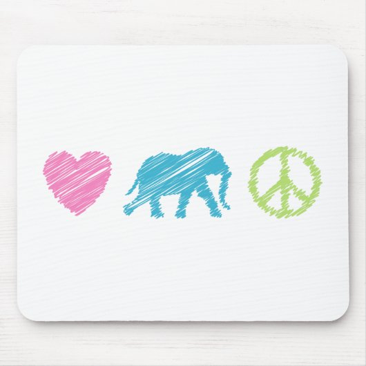 Liebe, Elefant und Frieden Mousepad (Vorne)