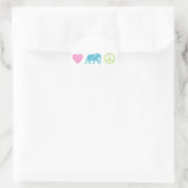 Liebe, Elefant und Frieden Runder Aufkleber (Tasche)