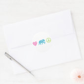 Liebe, Elefant und Frieden Runder Aufkleber (Umschlag)