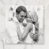 Liebe Elegant Aqua Calligraphy Wedding Monogram Geschenkanhänger (Rückseite)