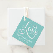 Liebe Elegant Aqua Calligraphy Wedding Monogram Geschenkanhänger (Beispiel)