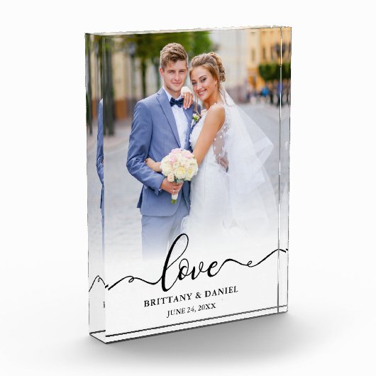 Liebe Elegant Black Script Bride Groom Wedding Fotoblock (Links)