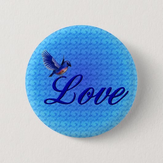 Liebe Elegant Bluebird Button (Vorderseite)