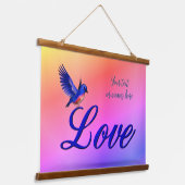 Liebe Elegant Bluebird Inspiration Wandteppich Mit Holzrahmen (Gewinkelt)