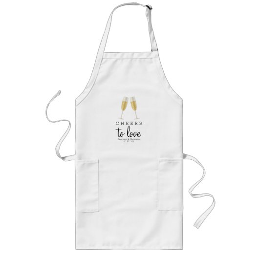 Liebe | Elegant Champagne Wedding Lange Schürze (Vorne)