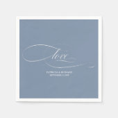 Liebe - Elegant Dusty Blue Wedding Serviette (Vorderseite)