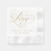Liebe Elegant Gold Calligraphy Wedding Monogram Serviette (Vorderseite)