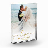 Liebe Elegant Gold Script Bride Groom Wedding Fotoblock (Links)