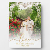 Liebe Elegant Gold Script Mr. & Mrs. Wedding Foto Fotoplatte (Vorderseite)