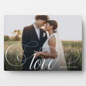 LIEBE Elegante Kalligraphie Couple Foto Wedding Fotoplatte (Vorderseite)