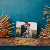 LIEBE Elegante Kalligraphie Couple Foto Wedding Fotoplatte (Seite)