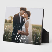 LIEBE Elegante Kalligraphie Couple Foto Wedding Fotoplatte (Seite)