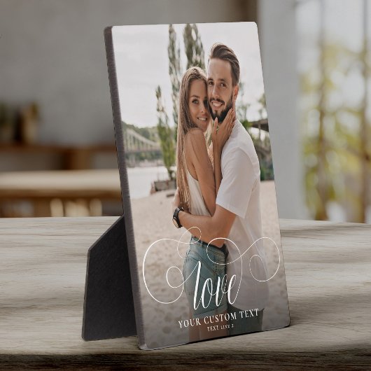 LIEBE Elegante Kalligraphie Couple Foto Wedding Fotoplatte