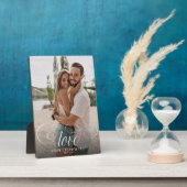 LIEBE Elegante Kalligraphie Couple Foto Wedding Fotoplatte (Seite)