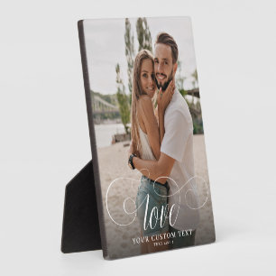 LIEBE Elegante Kalligraphie Couple Foto Wedding Fotoplatte