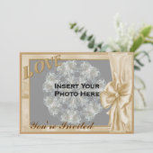 Liebe-elegante Rahmen-Foto-Brautparty-Einladung Einladung (Stehend Vorderseite)